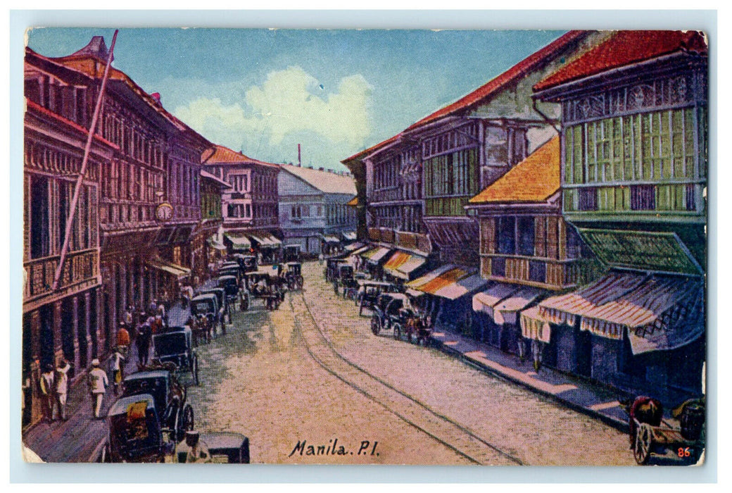 c1920s Escolta Main Street of Binondo, Manila Philippines PH Island Postcard