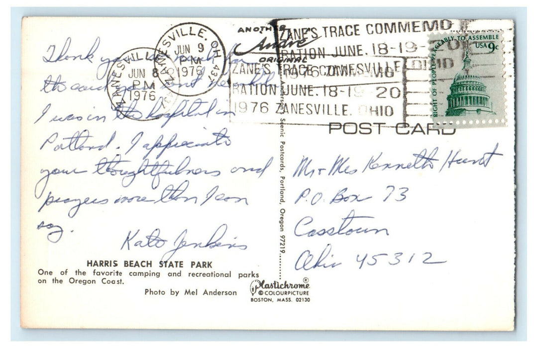 1976 Harris Beach State Park, Oregon OR Antique Posted Cancel Postcard