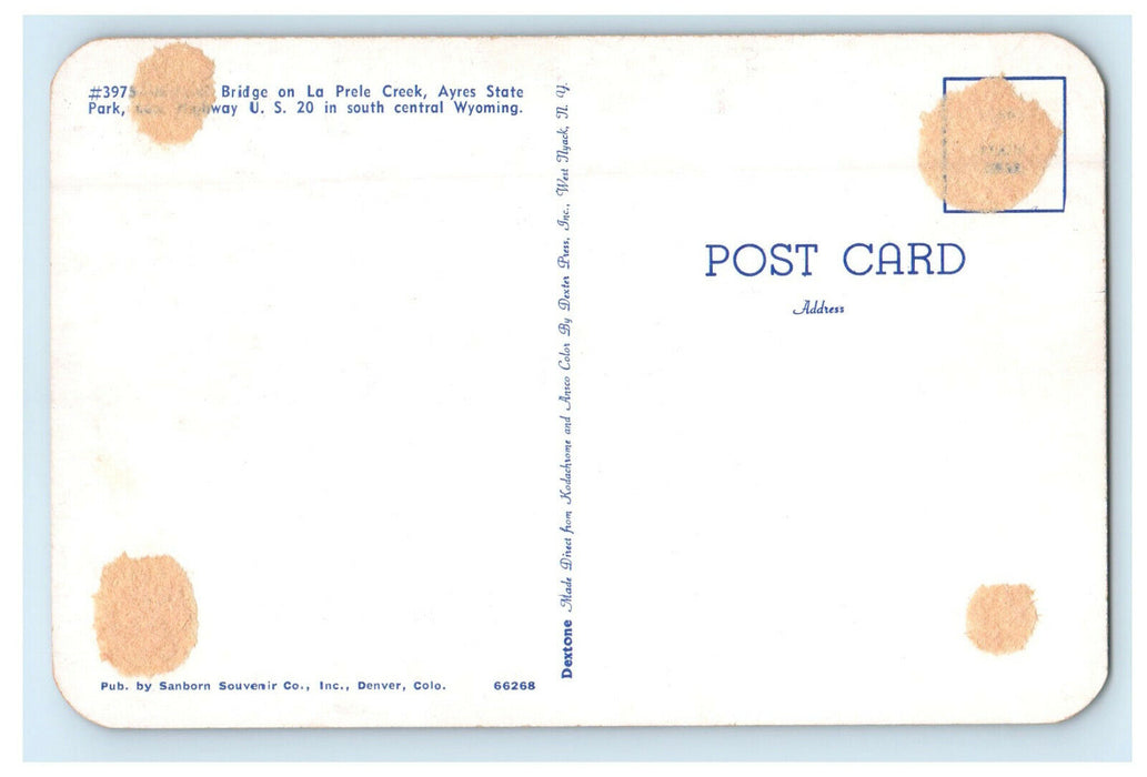 c1960s Bridge on La Prele Creek, Ayres State Park Wyoming WY Unposted Postcard