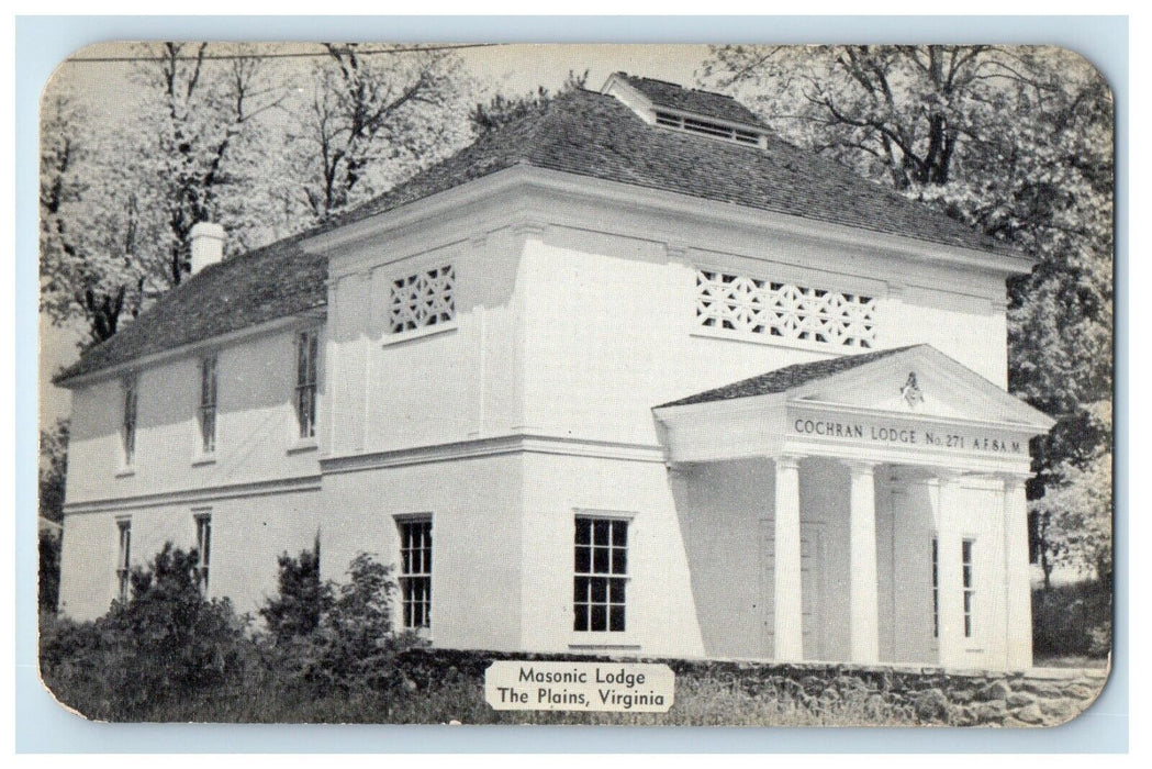 c1950's Cochran Masonic Lodge The Plains Virginia VA Unposted Vintage Postcard