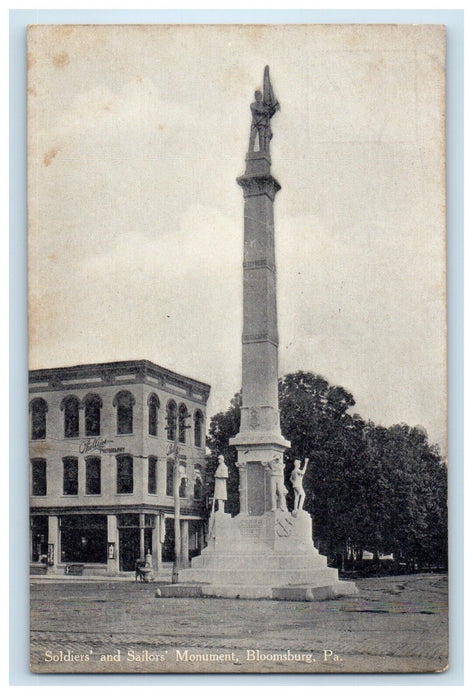 1909 Soldier's And Sailor's Monument Bloomsburg Pennsylvania PA Antique Postcard