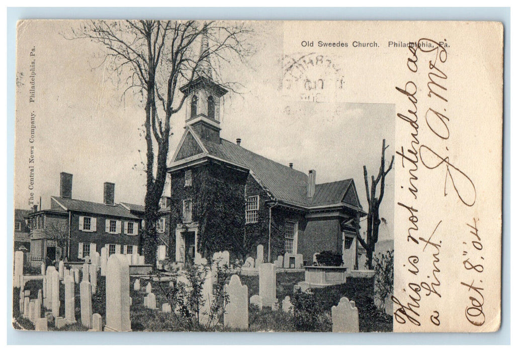 1904 Old Sweedes Church, Philadelphia Pennsylvania PA Antique Posted Postcard