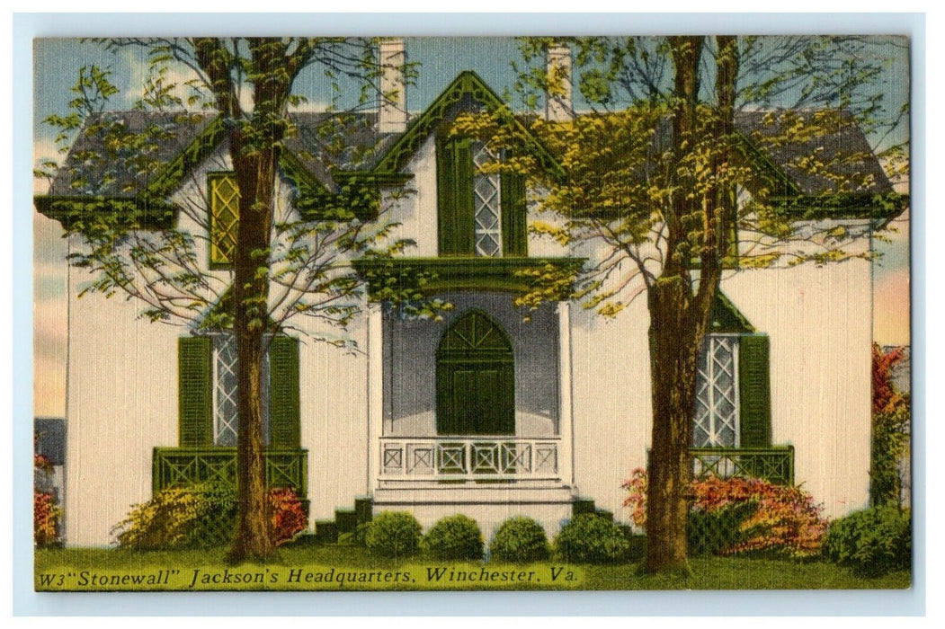 Stonewall Jackson's Headquarters Winchester Virginia VA Vintage Postcard