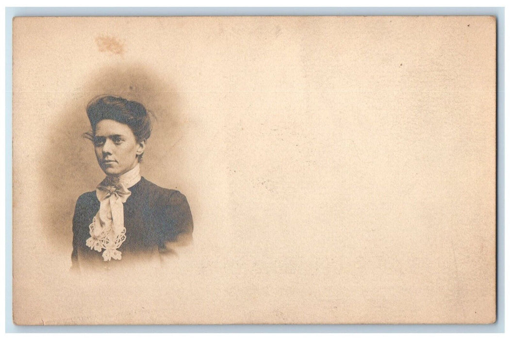 c1898 Candid Woman Private Mailing Card Atlantic City NJ Early RPPC Photo PMC