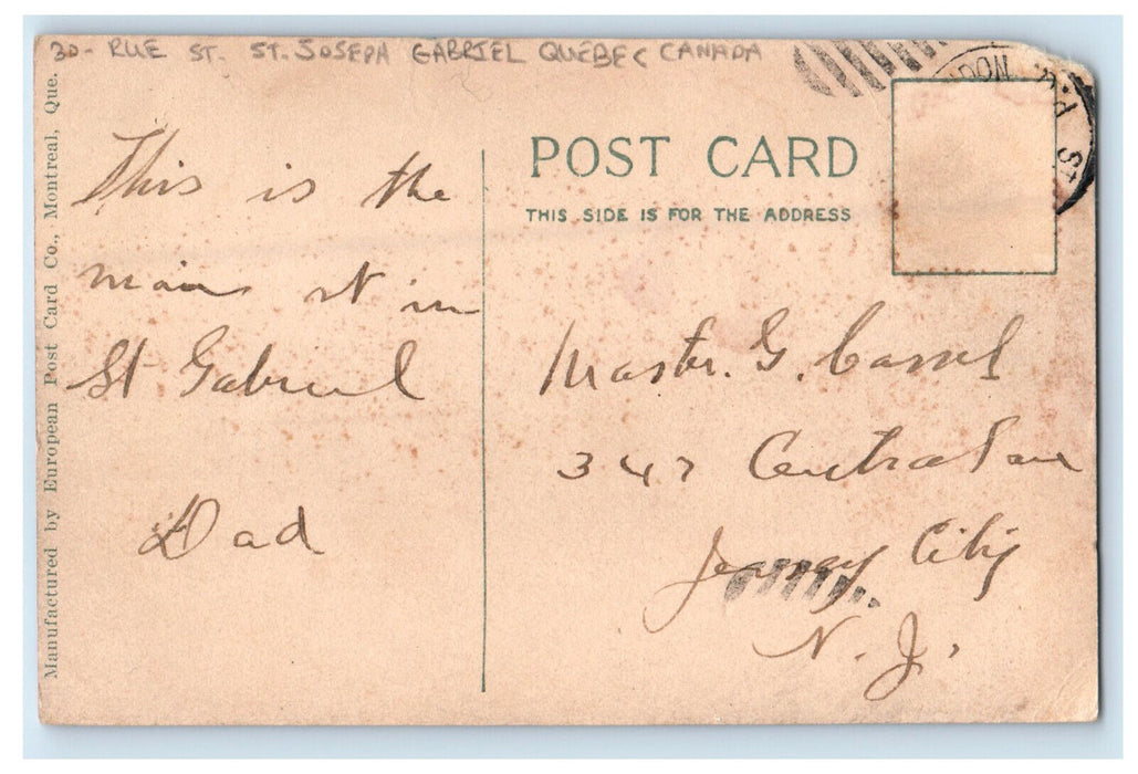 c1940s Rue Street St. Joseph Gabriel Quebec Canada CA Posted Dirt Road Postcard
