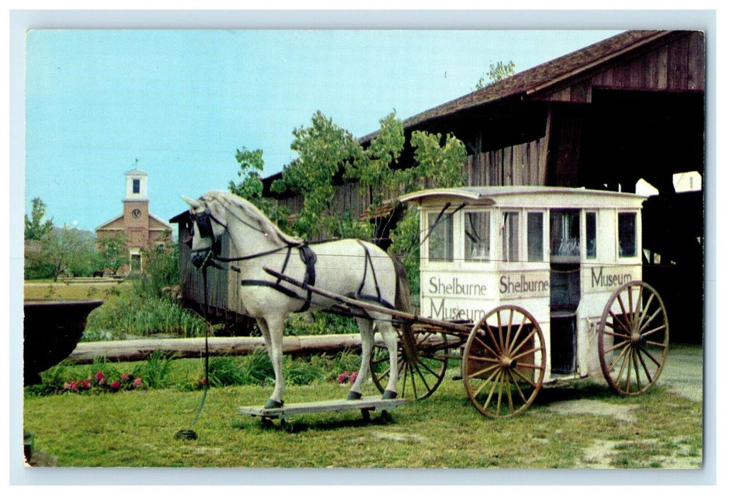 Milk Wagon Covered Bridge Meeting House Shelburne Vermont VT Antique Postcard