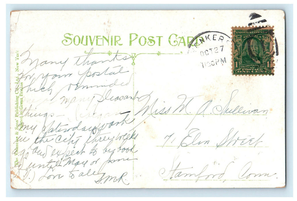 c1910s Steamship Sailing, Palisades Yonkers New York NY Antique Postcard