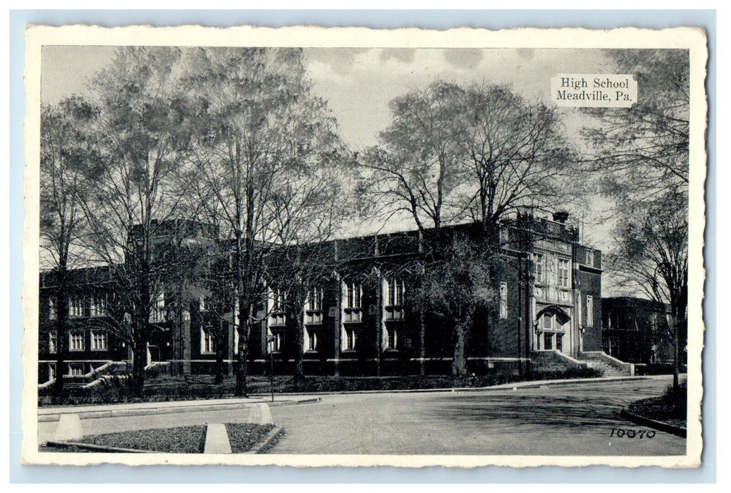 View Of High School Building Meadville Pennsylvania PA Posted Vintage Postcard