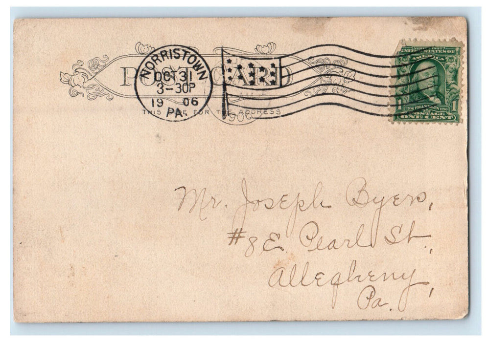 1906 High School Morristown Pennsylvania PA Posted Antique Postcard