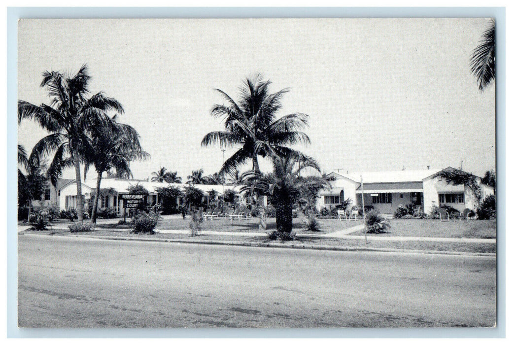 c1960s Pennsylvania Motor Court, West Palm Beach Florida FL Unposted Postcard