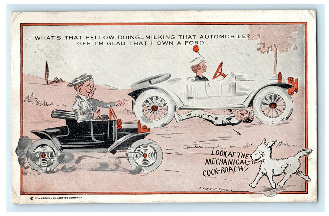 1915 Anti- Ford Motor Co. Advertisement Cockroach Comic Funny Postcard