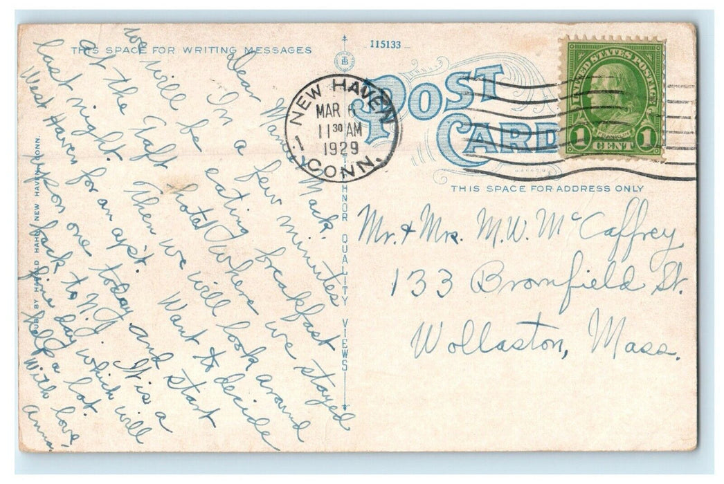 1929 Entrance Of Wright Hall Yale Campus New Haven Connecticut CT Postcard