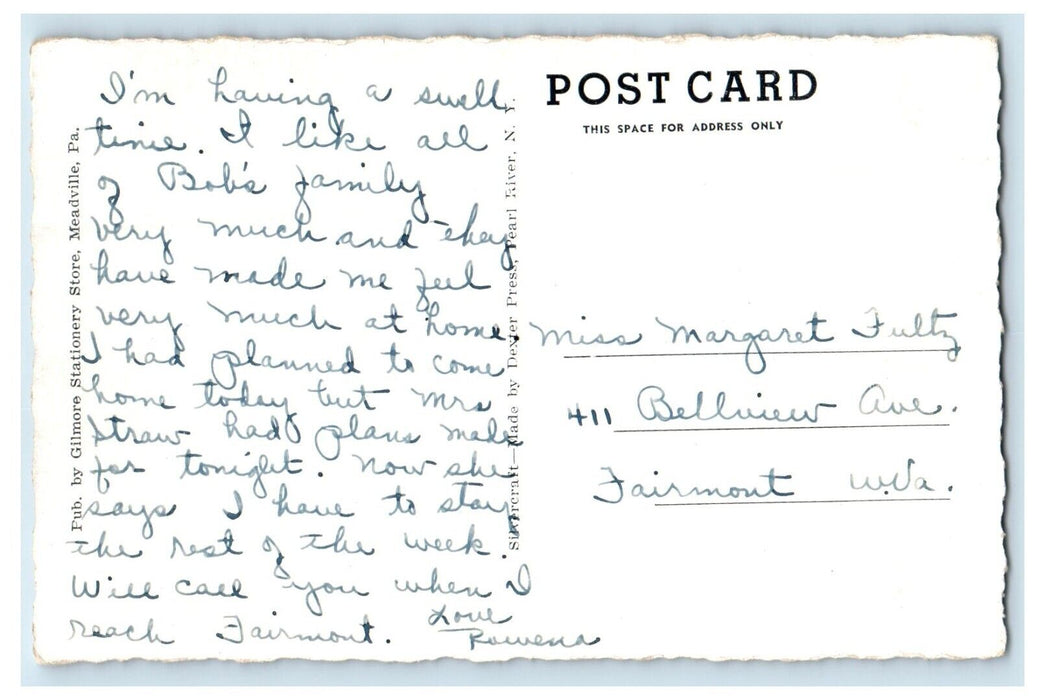 Calflish Hall Alleghany College Meadville Pennsylvania PA Vintage Postcard