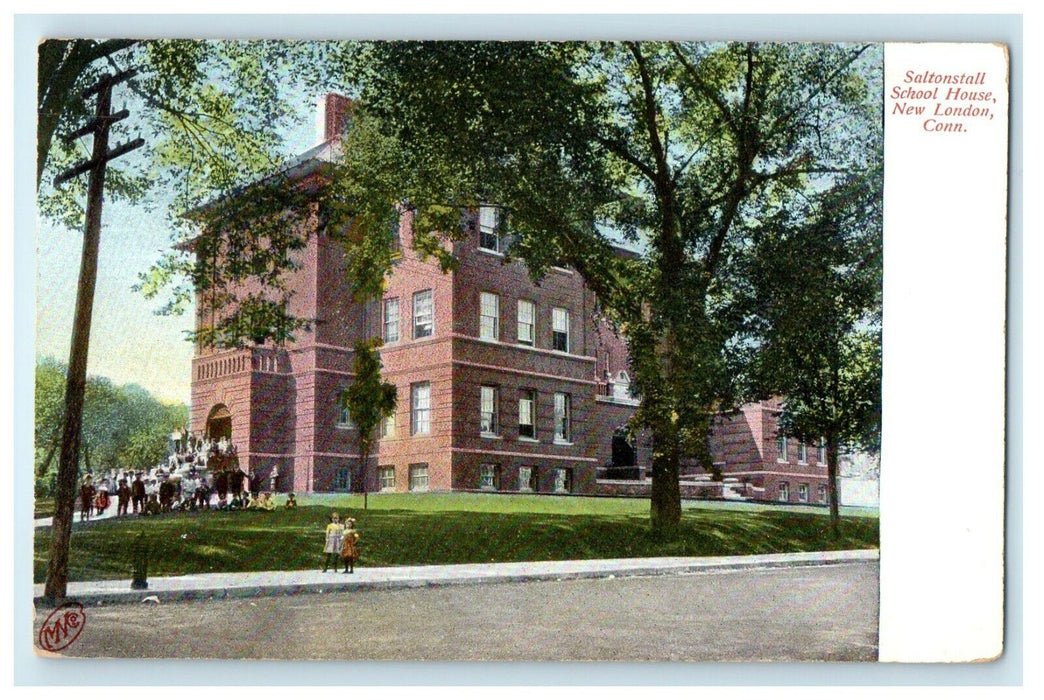 c1910 Saltonstall School House Street View New London Connecticut CT Postcard