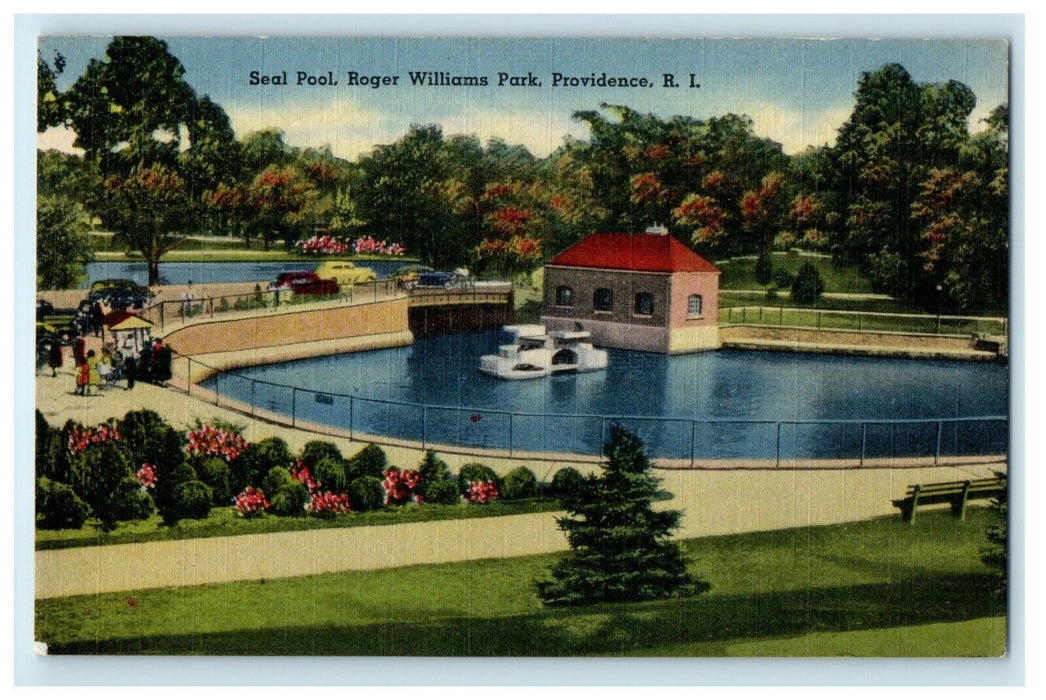 1945 Seal Pool Roger Williams Park Providence Rhode Island RI Vintage Postcard