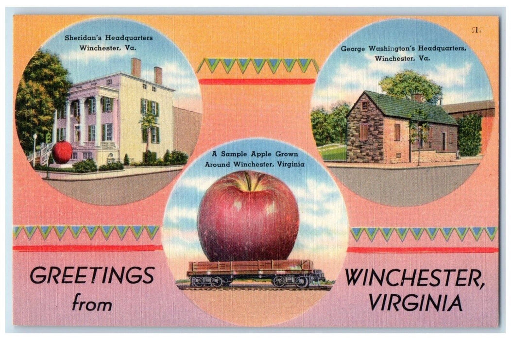 Greetings From Winchester Virginia VA, Multiview Unposted Vintage Postcard