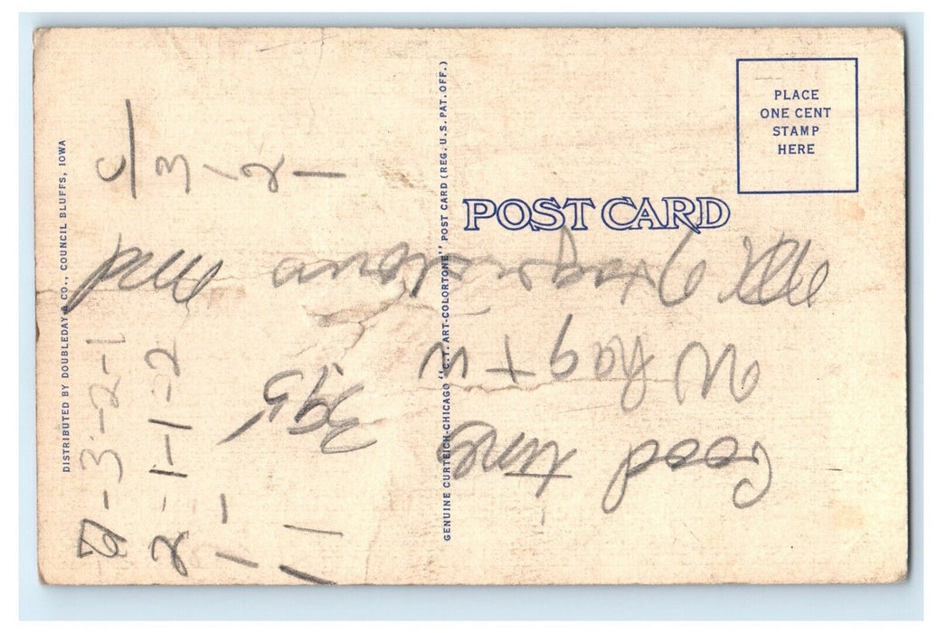 c1940's Ed Scholtz On Bob Cat Cowboy Bucking Rodeo R.R Doubleday Postcard