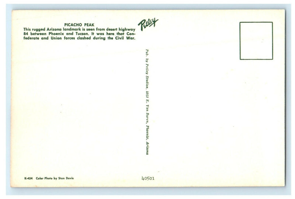 c1960's Picacho Peak From Desert Highway Arizona AZ Vintage Postcard