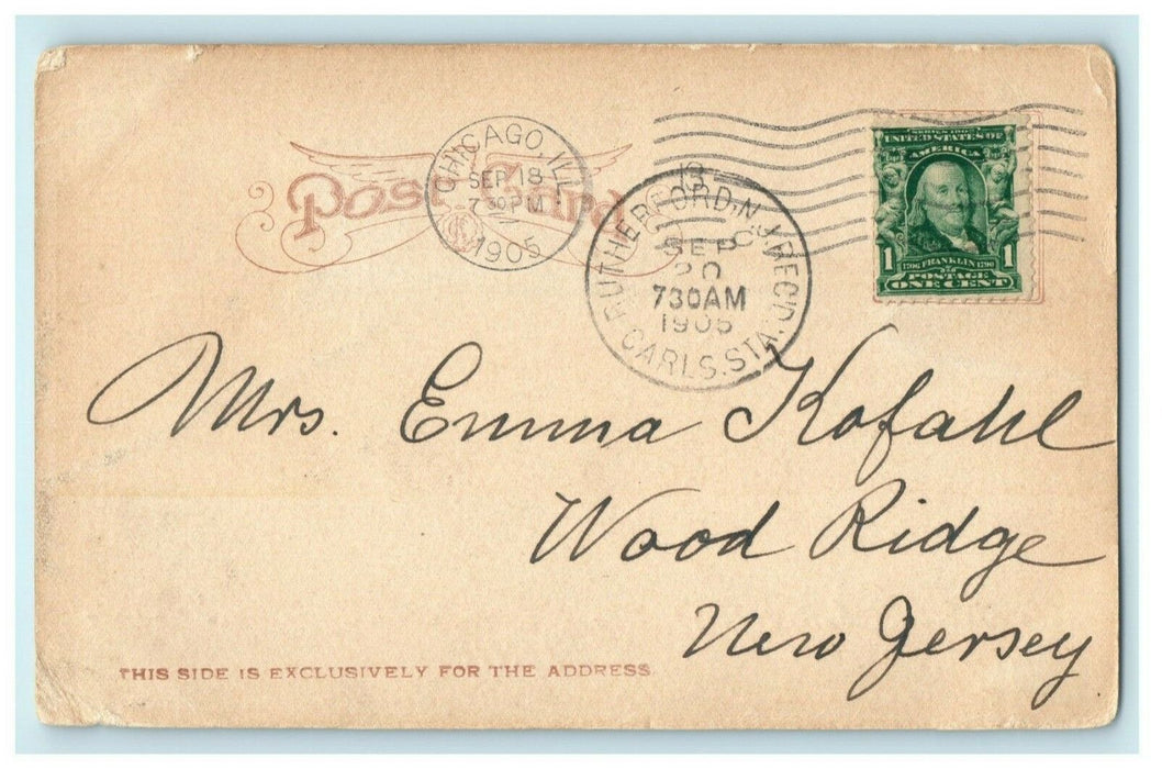 1905 The Field Museum Chicago Illinois IL Posted Woodridge New Jersey Postcard