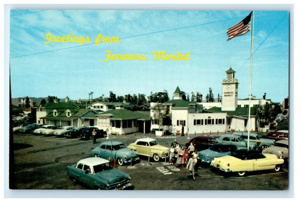 c1950s Greetings from Farmers Market Los Angeles California CA Postcard