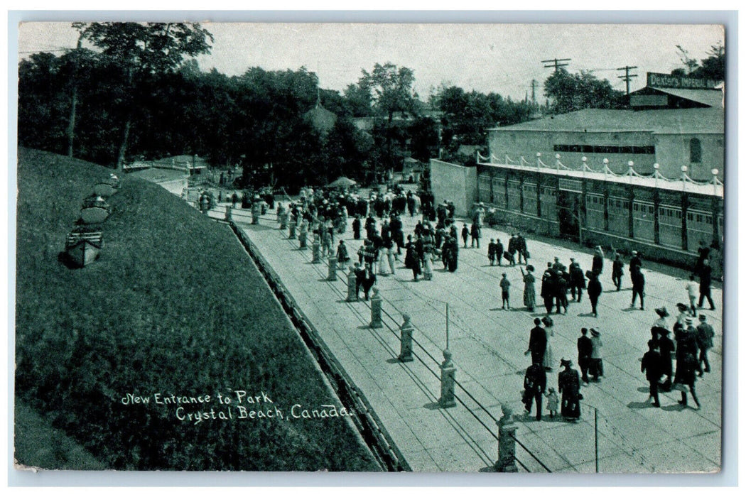 c1910 Crowd at New Entrance to Park Crystal Beach Ontario Canada Postcard