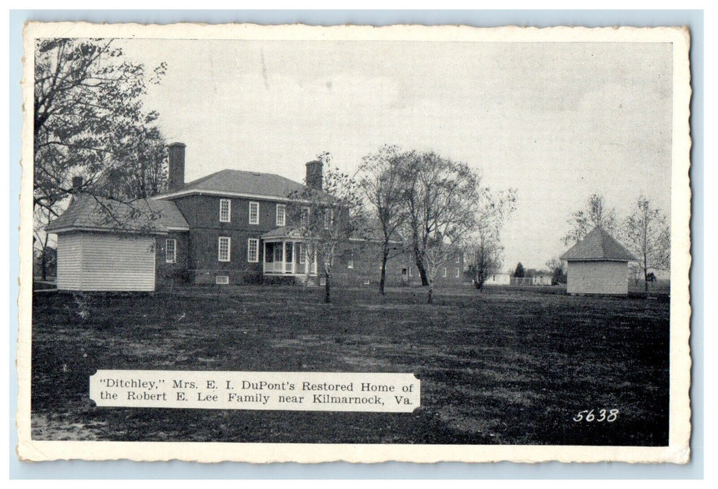 Ditchley Mrs. E. I. DuPont's Restored Home Near Kilmarnock Virginia VA Postcard