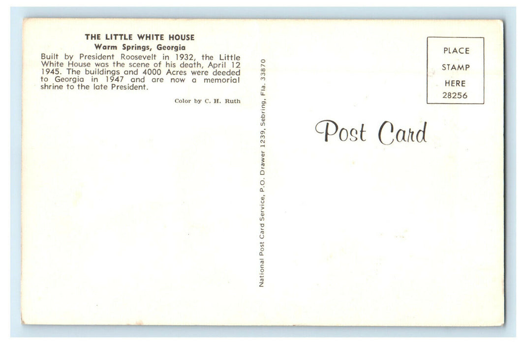 c1950s The Little White House Warm Springs Georgia GA Unposted Postcard