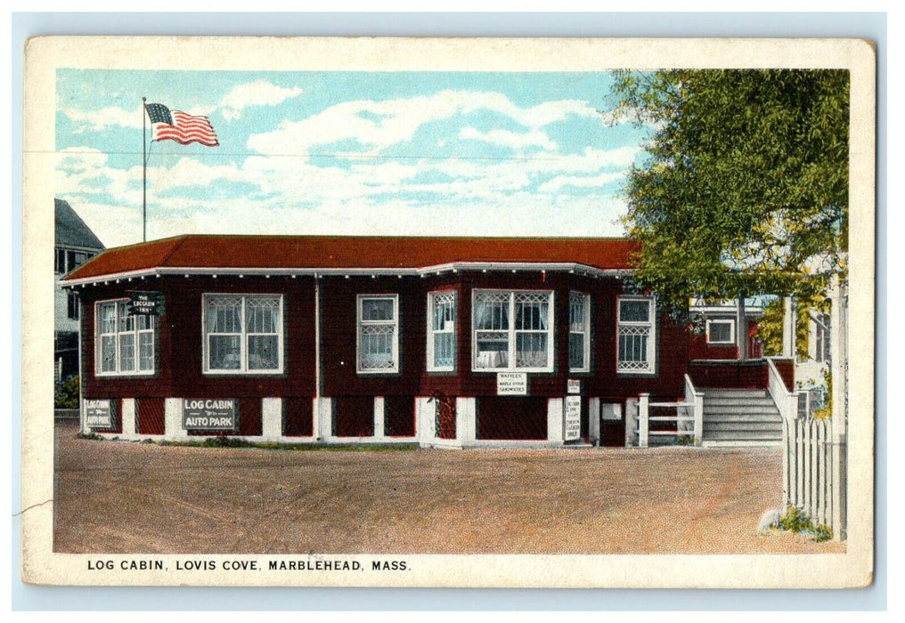 c1920's Log Cabin Lovis Cove Marblehead Massachusetts MA Antique Postcard