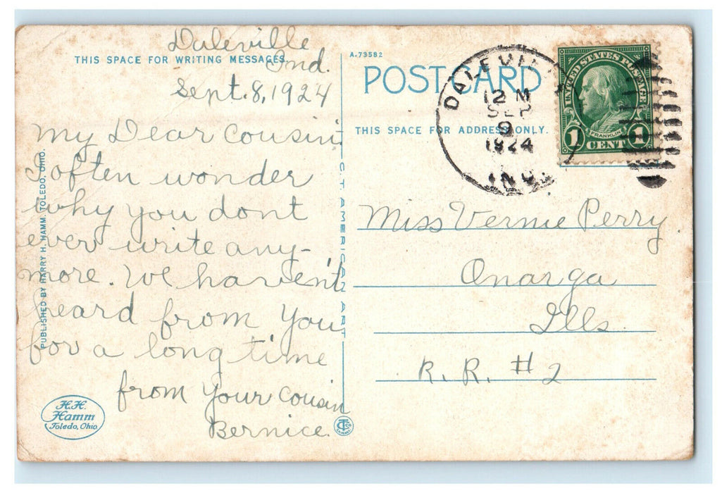 1924 Muncie Normal Institute Muncie Indiana IN Daleville IN Posted Postcard