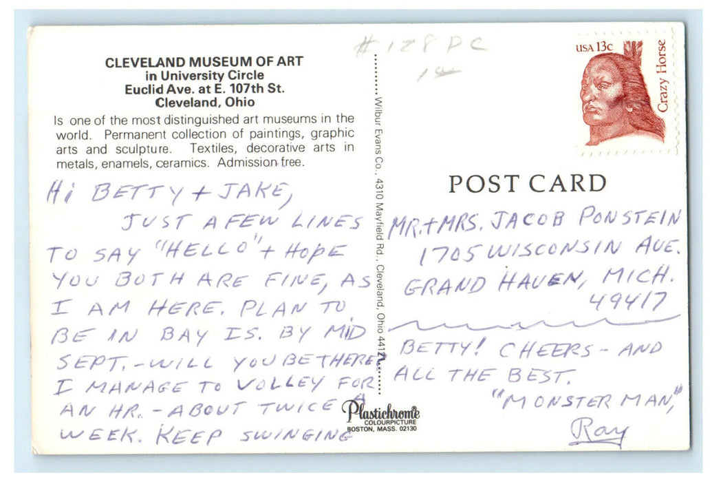 c1960s Cleveland Museum of Art 107 St. Euclid Ave. Cleveland Ohio OH Postcard