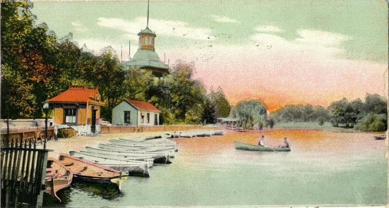 1909 Humboldt Park Boathouse Chicago Illinois IL Posted Antique Postcard