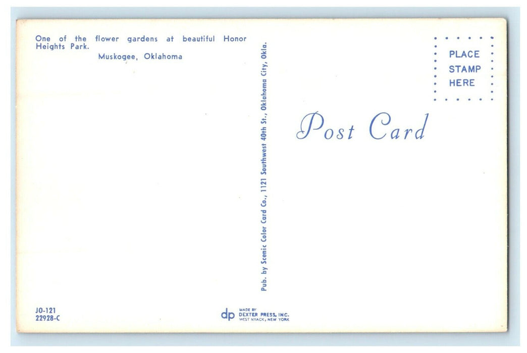 c1950's Flower Gardens At Beautiful Heights Park Muskogee Oklahoma OK Postcard