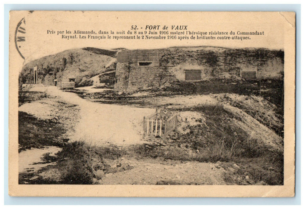 1931 View of Fort De Vaux Cancel Verdun France Taken By Germans Postcard