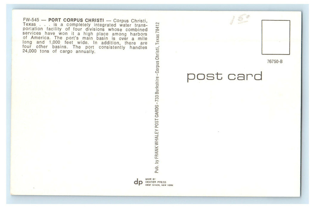 c1950s Corpus Christi Harbor Bridge, Port, Corpus Christi Texas TX Postcard