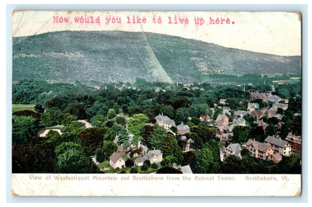 1906 Wantastiquet Mountain Brattleboro Retreat Tower Vermont VT Posted Postcard