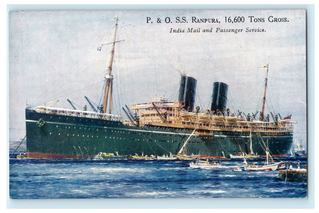 P&O SS Ranpura Steamship India Mail Passenger Ship Vintage Postcard