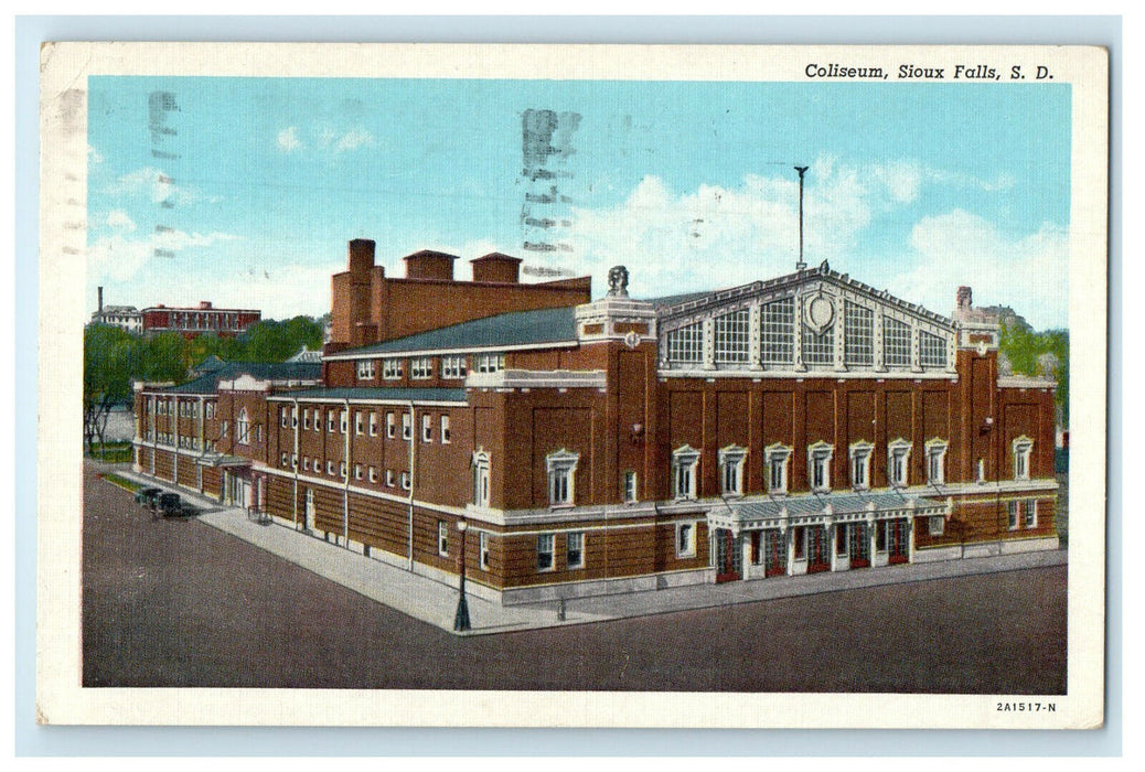 1943 Day Scene, Coliseum Sioux Falls South Dakota SD Posted Vintage Postcard