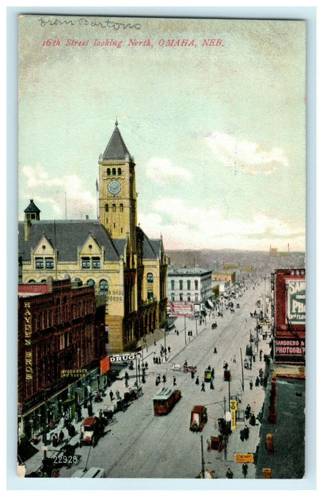 c1910 16th Street Omaha Nebraska NE Unposted Antique Postcard