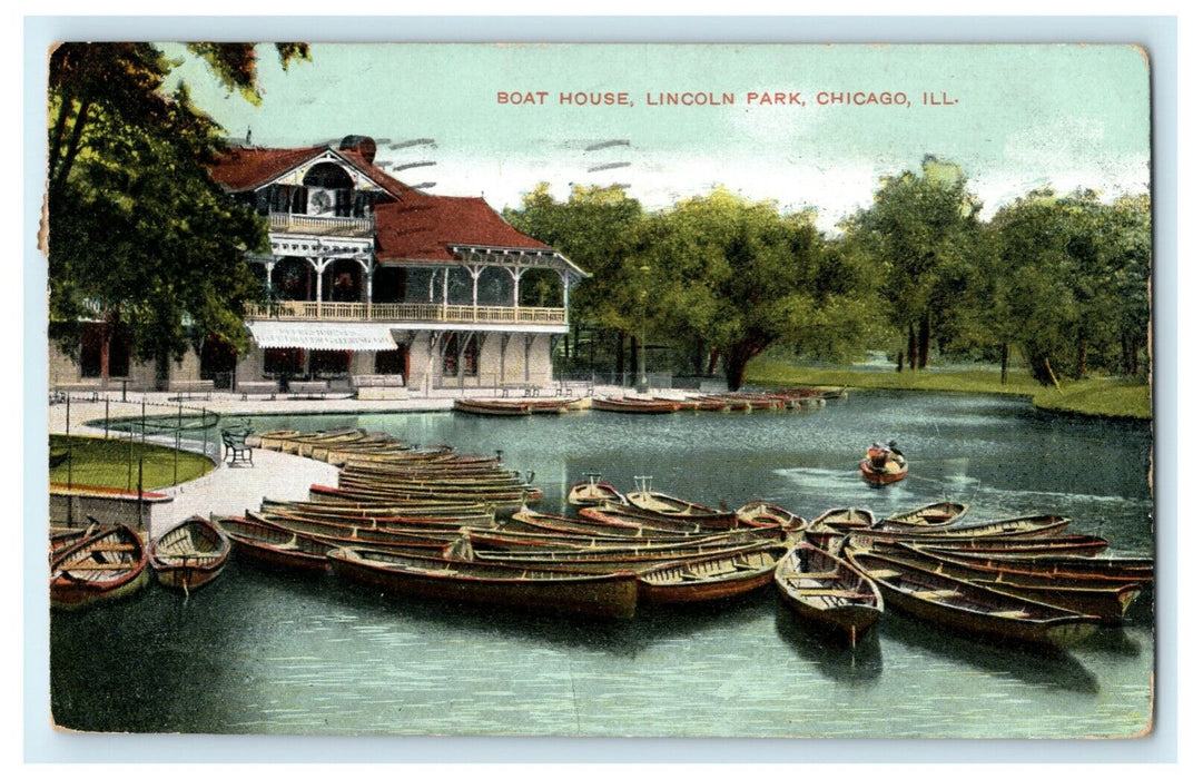 1908 Boat House Lincoln Park Chicago Illinois IL Posted Antique Postcard