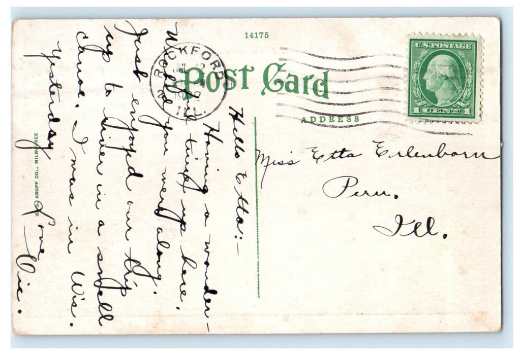 1922 Black Hawk Park and Rock River Looking North Rockford Illinois IL Postcard