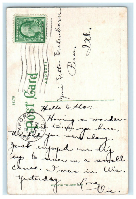 1922 Black Hawk Park and Rock River Looking North Rockford Illinois IL Postcard