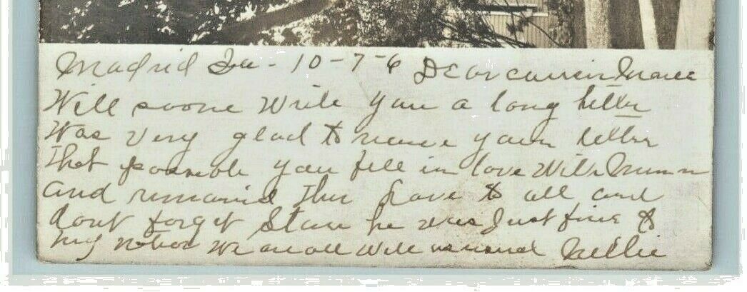 1908 Family Photo Victorian House Madrid Iowa IA RPPC Antique Photo Postcard