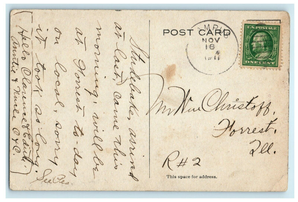 1911 J.D. Department Store Advertising Campus Illinois IL Calendar Dog Postcard