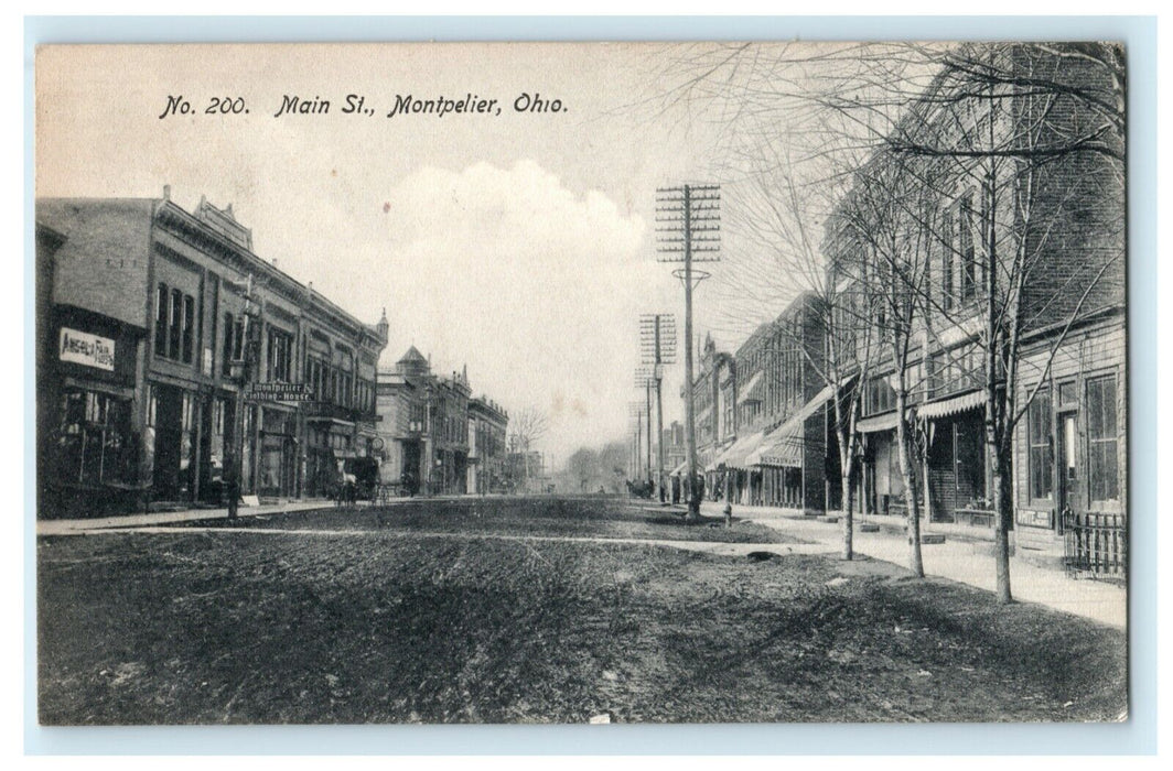 1908 Main Street Montpelier Ohio OH Antique Posted Postcard