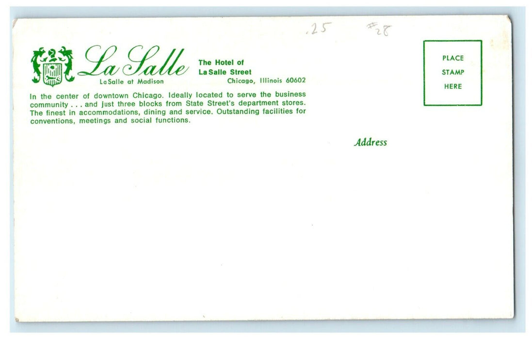 The Hotel Of La Salle At Madison Street Chicago Illinois IL Vintage Postcard