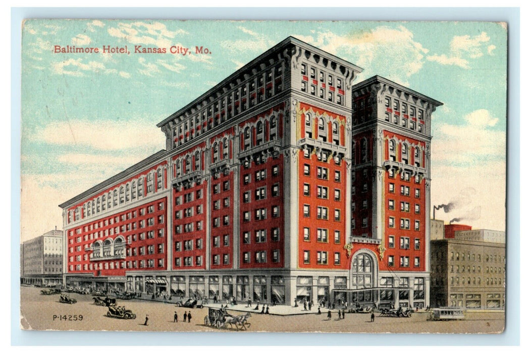 1913 Baltimore Hotel Kansas City Missouri OH Cleveland Public Library Postcard