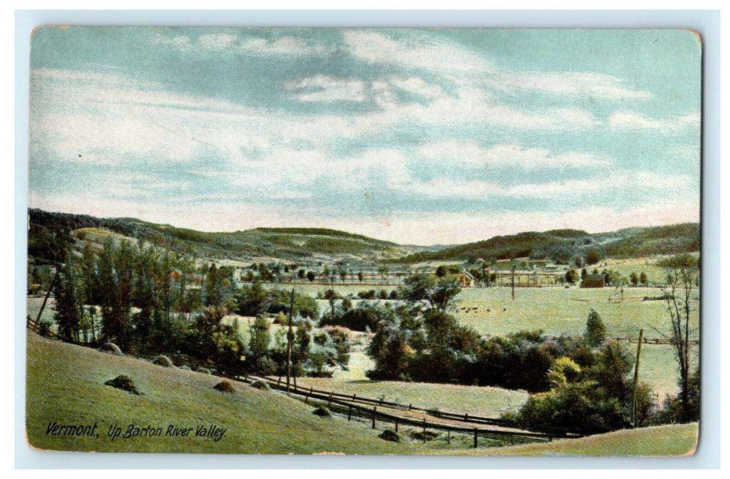 c1905 Barton River Valley Vermont VT Antique Postcard