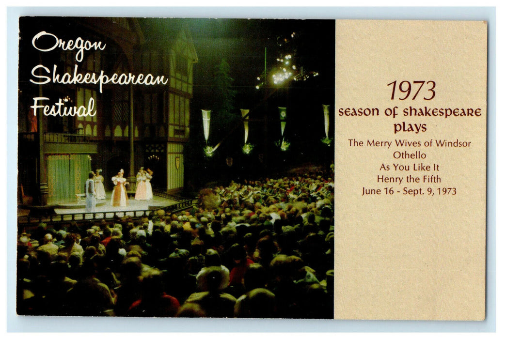 1973 Merry Wives of Windsor Play Oregon Shakespearean Festival OR Postcard