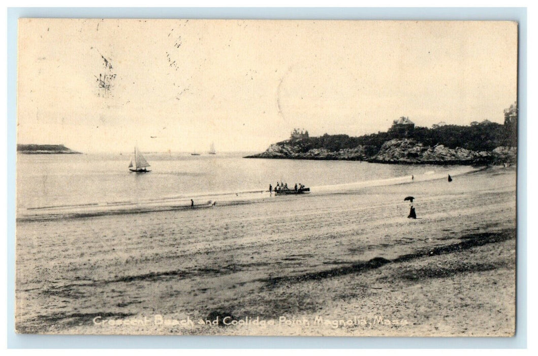1907 Crescent Beach and Coolidge Point, Magnolia, Massachusetts MA Postcard