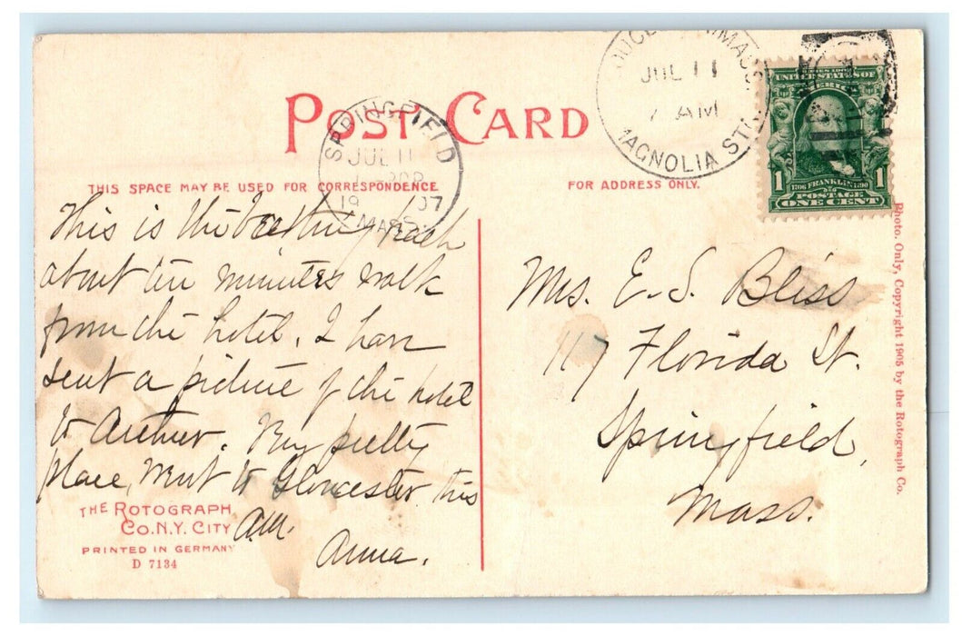 1907 Crescent Beach and Coolidge Point, Magnolia, Massachusetts MA Postcard